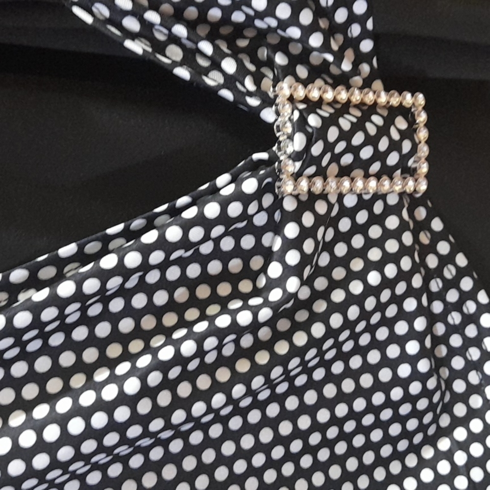 BLACK AND WHITE POLKA  LONG SLEEVE BLOUSE SIZE 4XL - Picture 5 of 13